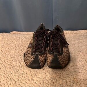 Coach Kelsie tan and brown logo Sneakers